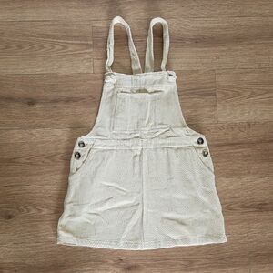 Miou Muse Cream Mini Pinafore Dress with Adjustable Straps, Size Small